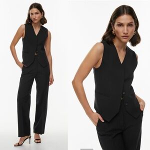 Aritzia Babaton Evaluate Vest Size 6 Wool twill button-up vest